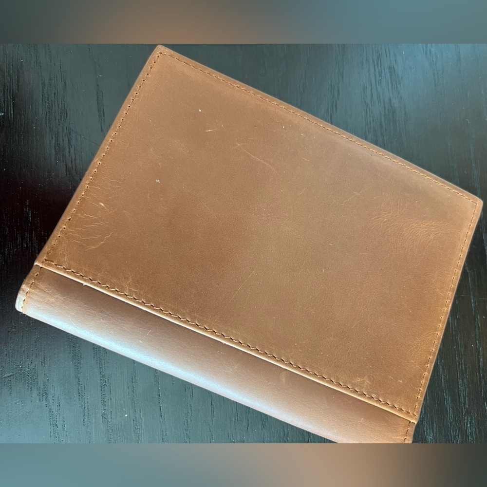 J.CREW Men's Leather Passport Case Holder Tan Brown - Picture 10 of 11